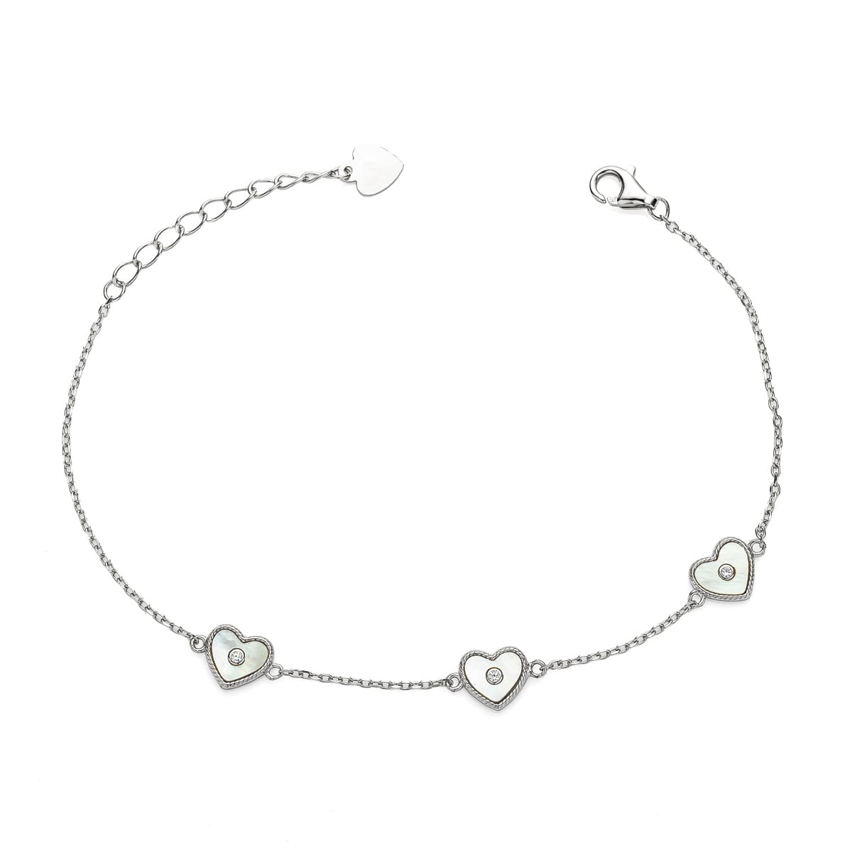 Pulseira Triplo Coração Madreperola