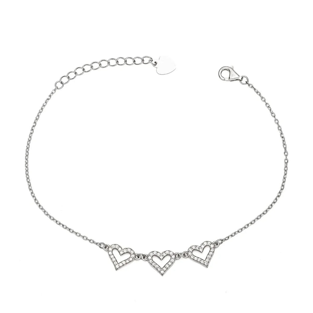 Pulseira Triplo Coração Vazado